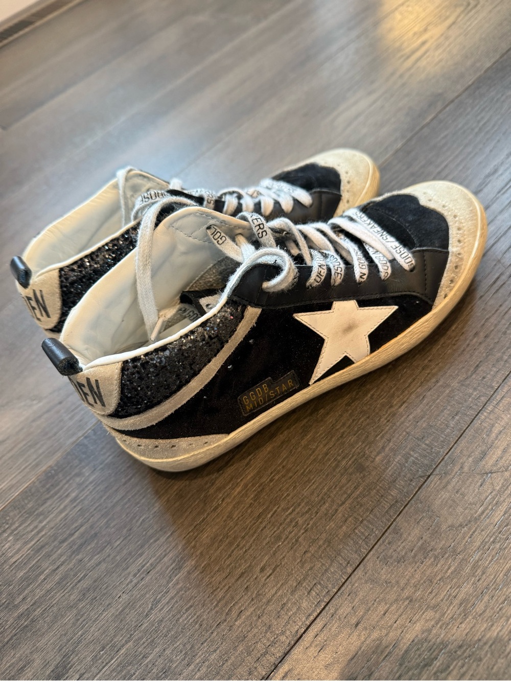 Golden Goose Black MidStar Lace-Up Sneakers